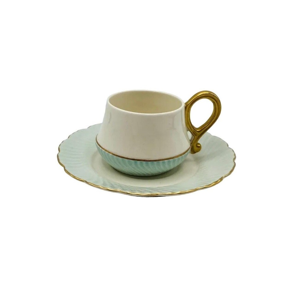 Rose Crown China mid century demitasse cup blue gold swirl